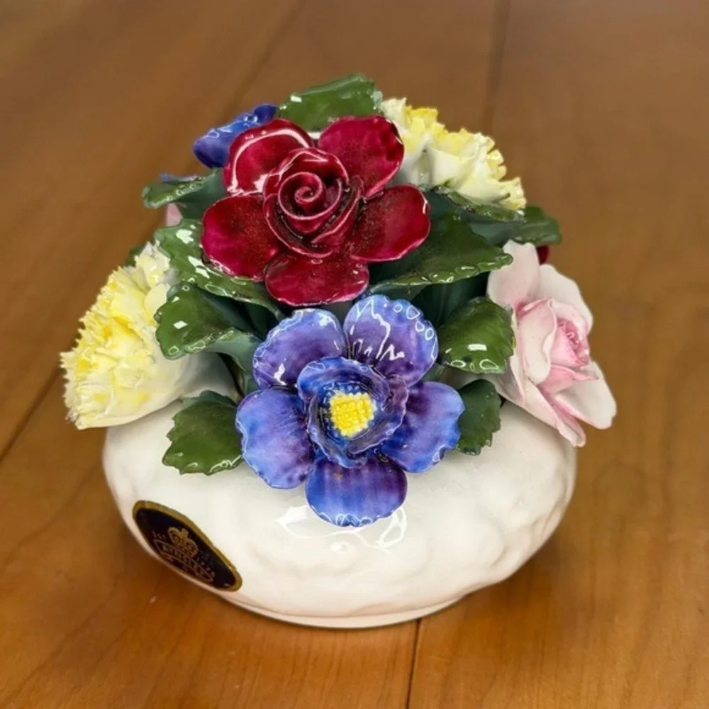 Aynsley Bone China Floral Bouquet – England Roses Pansies Carnations 3.5